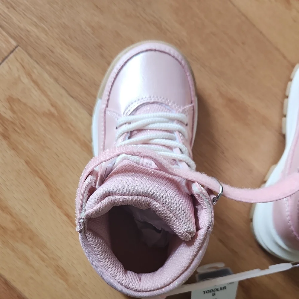 NWT OshKosh B'gosh Pink High-Top Sneakers Toddler 8 - Picture 9 of 17